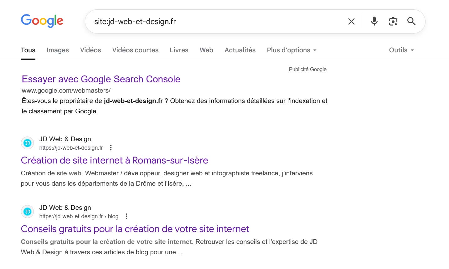 Test d'indexation d'un site sur sur Goolgle